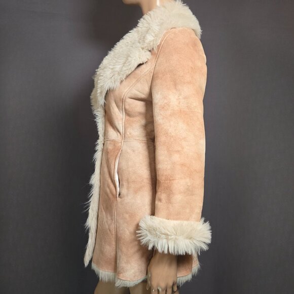 Y2K Penny Lane Faux Suede Faux Fur Boho Coat Jacket Size S Beige - Picture 6 of 15